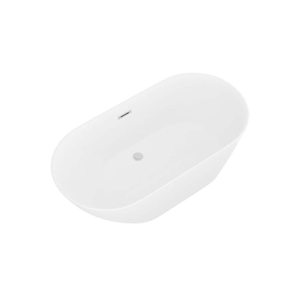 59 in. x 29.5 in. Soaking Acrylic Freestanding Bathtub with POP-UP Chrome Drain in White price history on PriceWatchPro