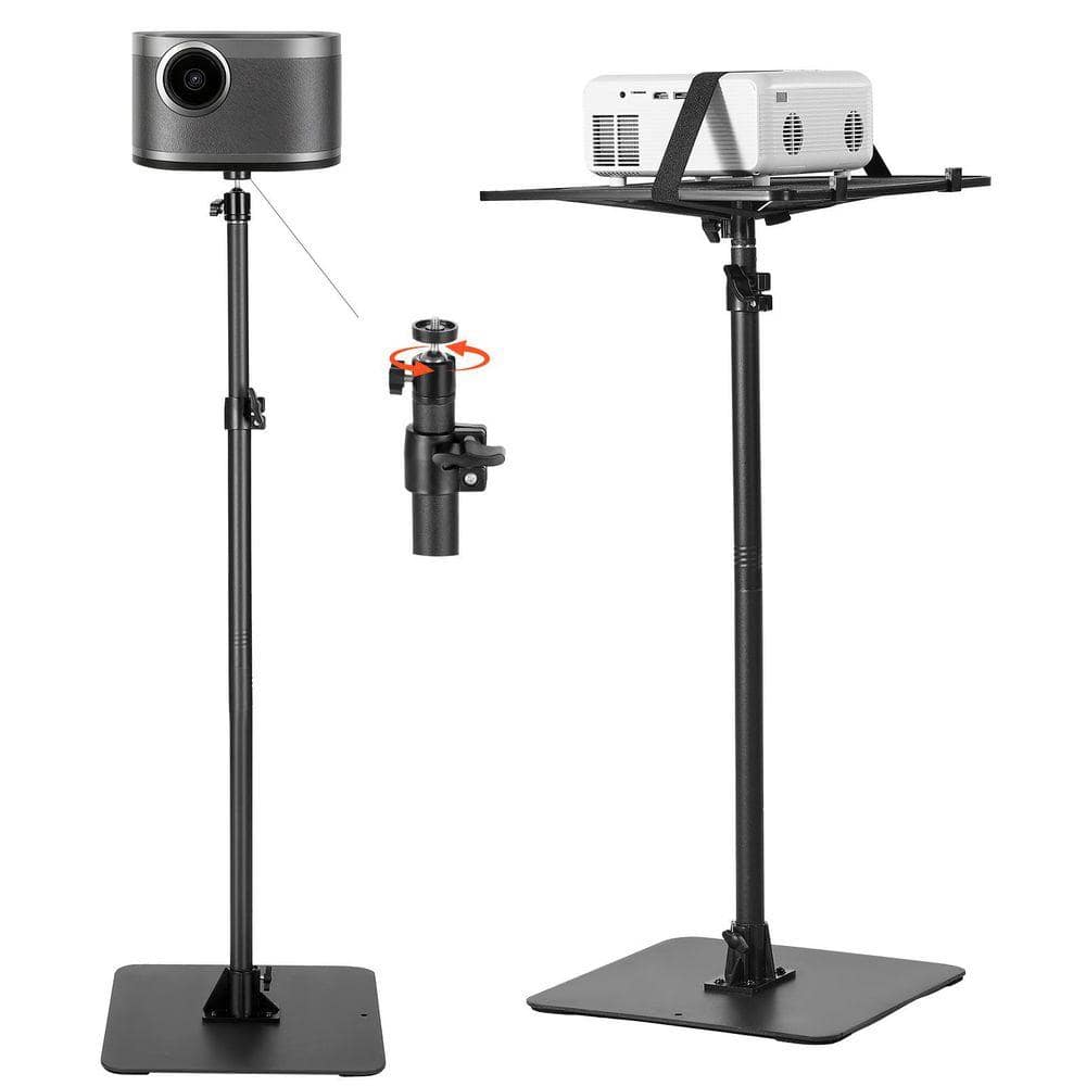 Projector Stand, Adjustable Height 30.3 in.-63.4 in., Projector Mount with Tray for Outdoor Movies, Home, Black