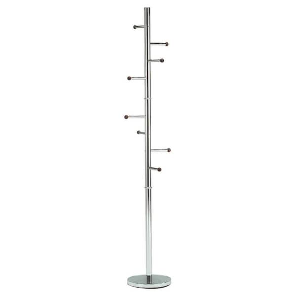 Signature Home Finish Chrome Material Metal Hat Coat Rack with 8 - Hooks Overall Dimension: 12 in. W x 12 in. L x 68 in. H