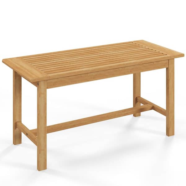 36 in. Patio Coffee Table Solid Wood Coffee Table with Slatted Tabletop Natural