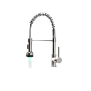 Single Handle Pull Down Sprayer Kitchen Faucet with 2-Mode LED Single Lever Sink Faucet in Brushed Nickel