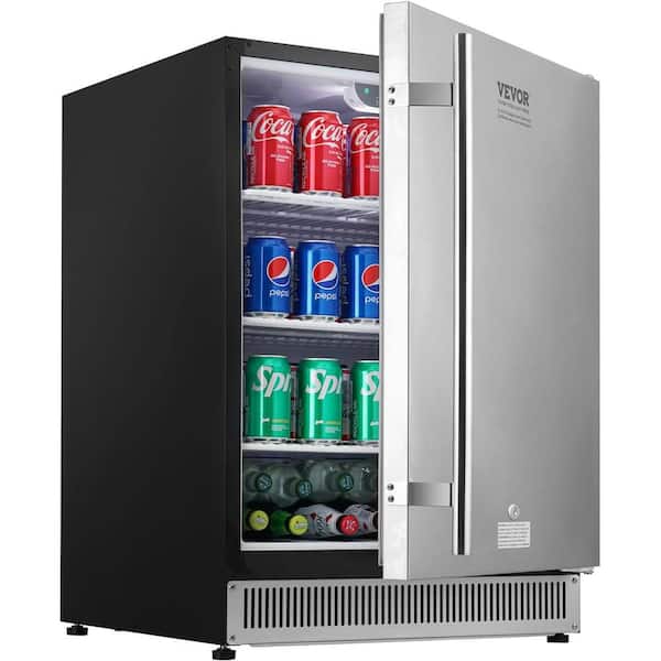 VEVOR 24 in. Indoor/Outdoor Beverage Refrigerator 185 qt. Undercounter or Freestanding Beverage Fridge with Metal Plate Body
