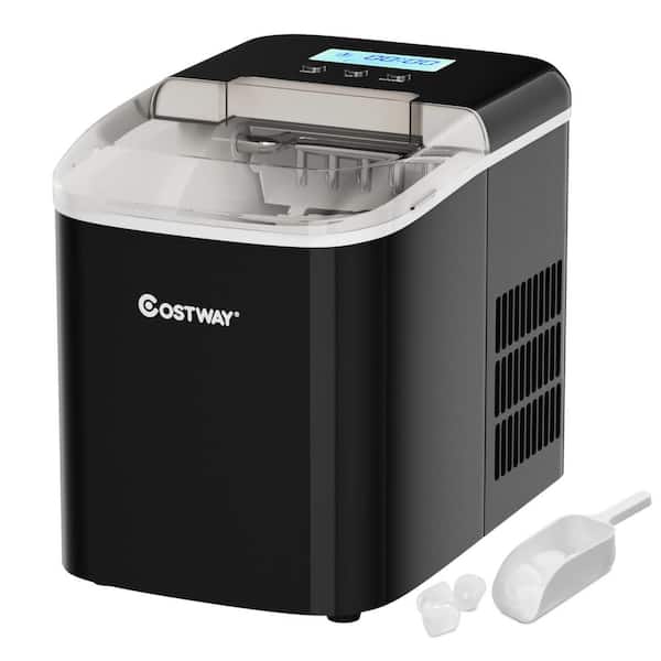 Costway 10 in. W 26 lbs. Portable Ice Maker with LCD Display and Ice