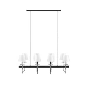 Light Pro 8-Light Black Traditional Pendant Light with Drum Shades for Dining Room (No Bulbs Included)