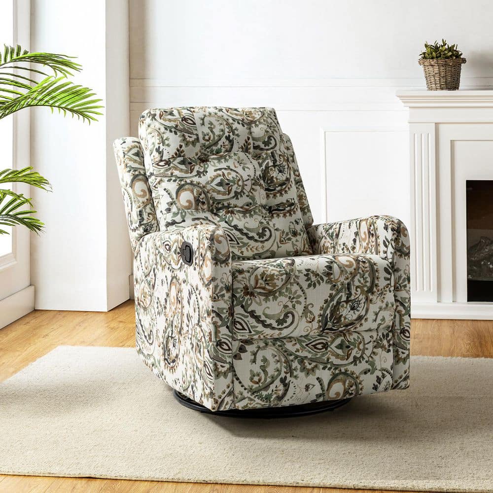 ARTFUL LIVING DESIGN Felipe Sage Polyester Swivel Rocker Recliner