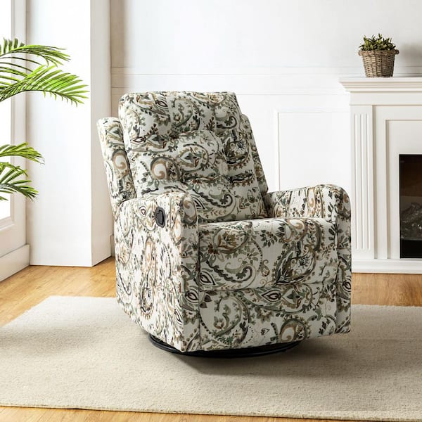 ARTFUL LIVING DESIGN Felipe Sage Polyester Swivel Rocker Recliner with Metal Base