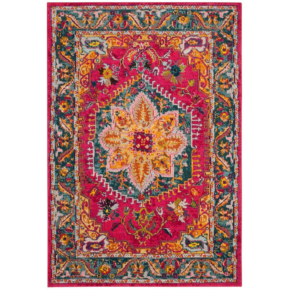 Phoenix Fuchsia/Blue 5 ft. x 8 ft. Border Area Rug price history on PriceWatchPro