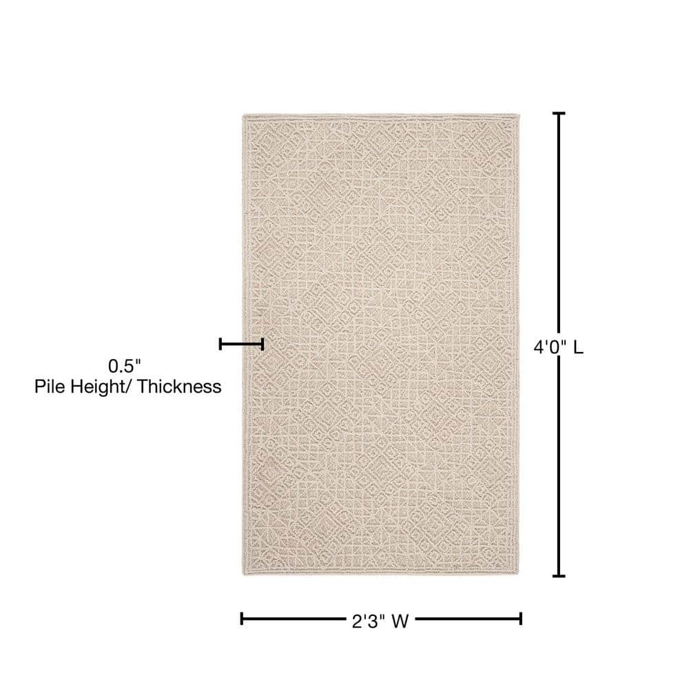 Handmade Tufted Beige Wool Square Area Rug