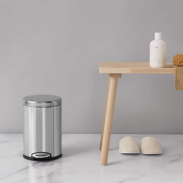 simplehuman Round Step Trash Can Fingerprint Proof Brushed Stainless Steel 4.5 for sale online 