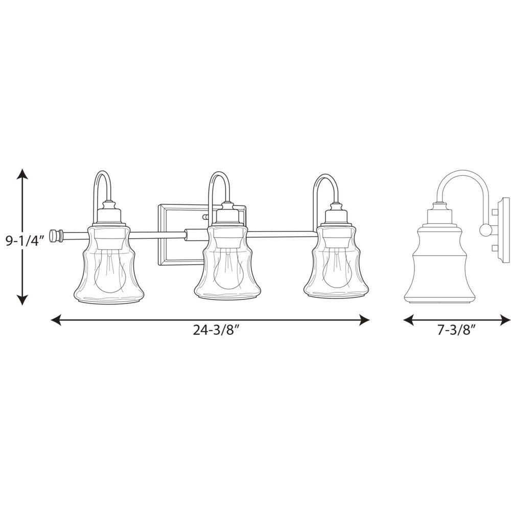 Litchfield Polished Chrome 3-Light Bath Vanity with Clear Glass Shades
