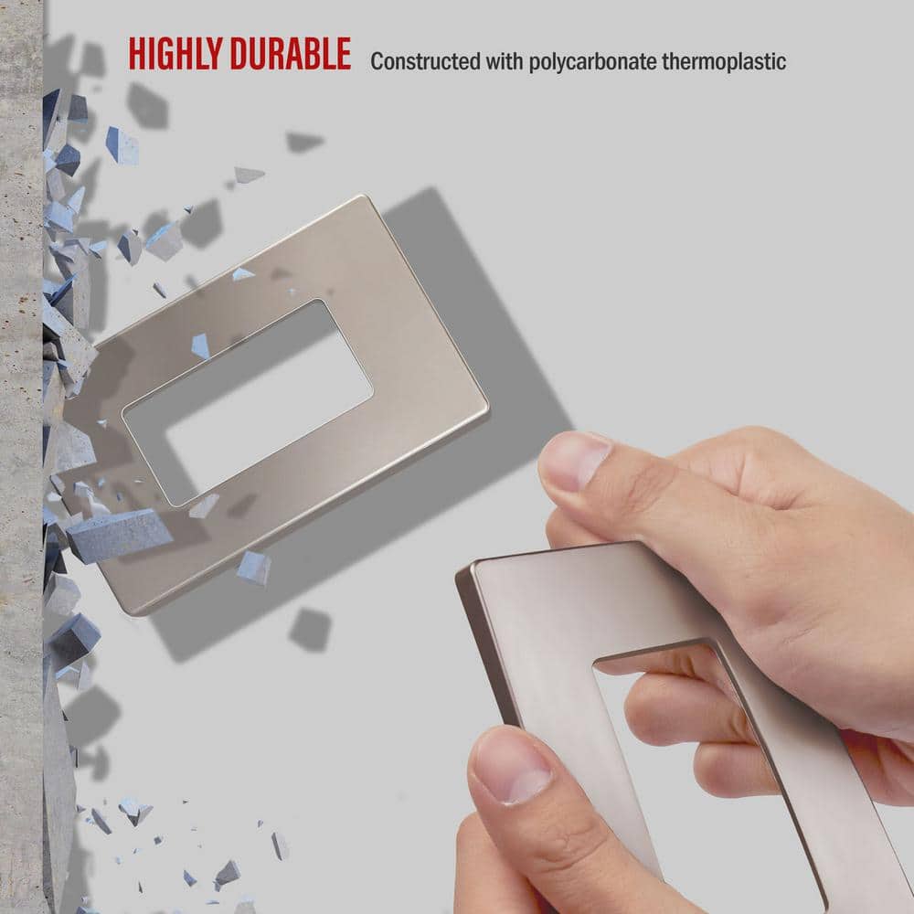 Nickel 1-Gang Screwless Decorator Wall Plate