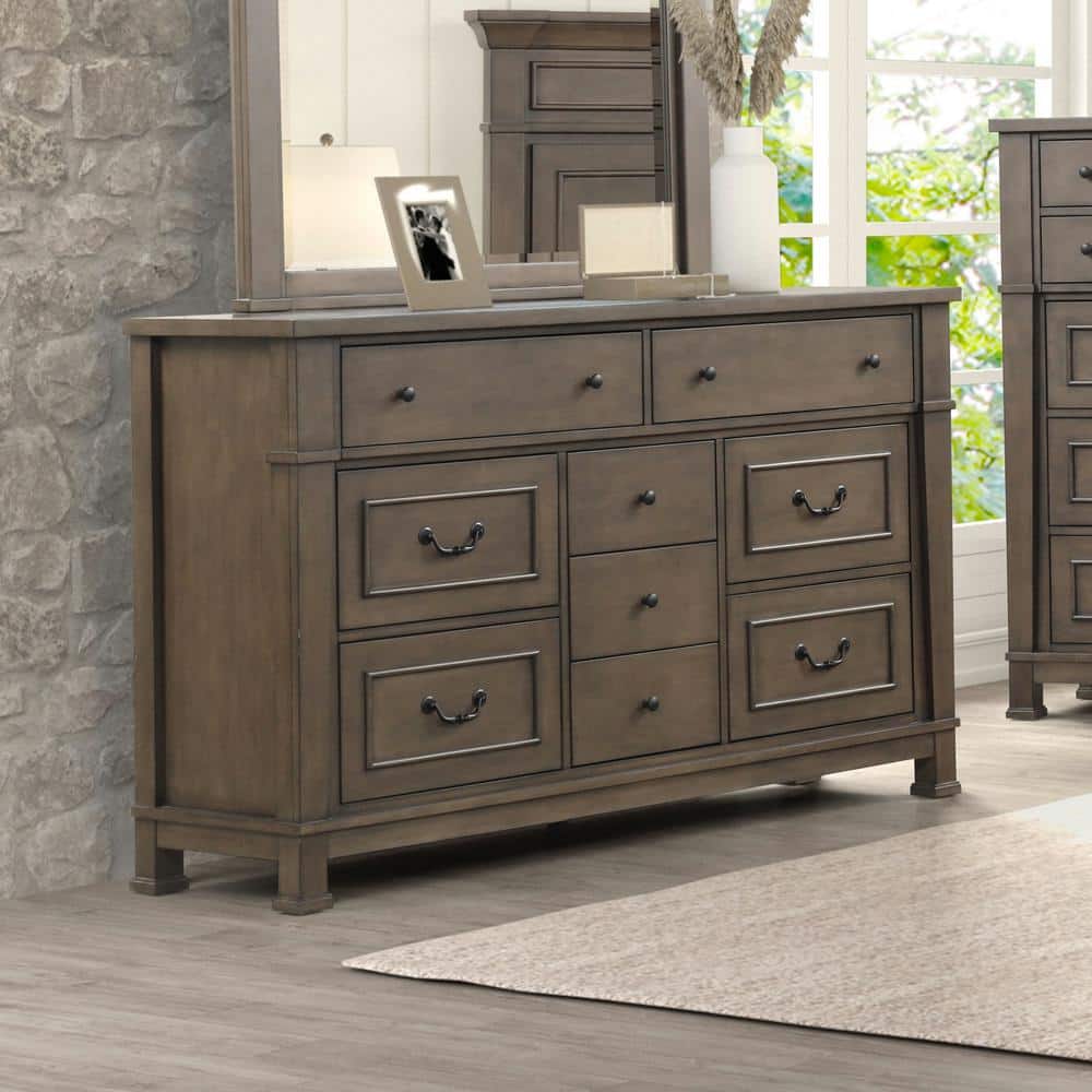 Furniture of America Yates Dark Walnut 9-Drawer 63 in. Dresser IDF