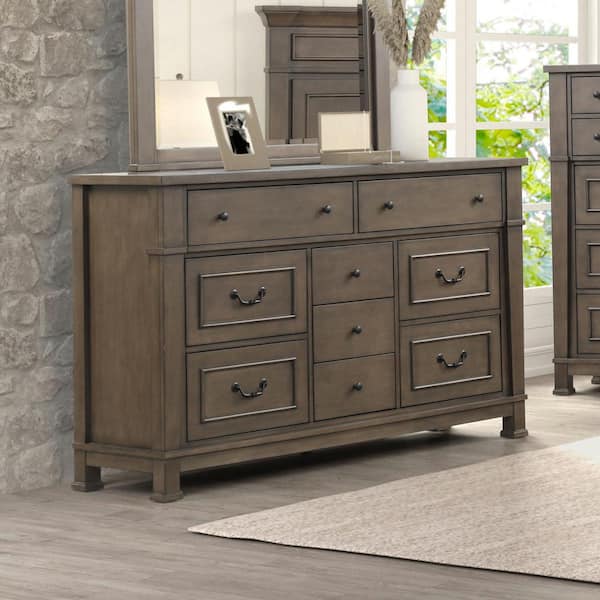 Yates Dark Walnut 9-Drawer 63 in. Dresser