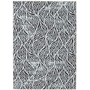 Washable Leif Ivory/Black 5 ft. x 7 ft. Rectangle Abstract Area Rug