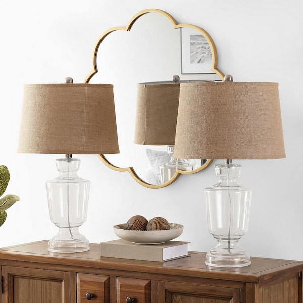 Amby 24 in. Clear Table Lamp with White Shade (Set of 2)