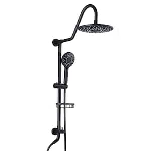Single Handle 3-Spray Patterns 2 Showerheads Shower Faucet Set 2.5 GPM with High Pressure Hand Shower in Matte Black