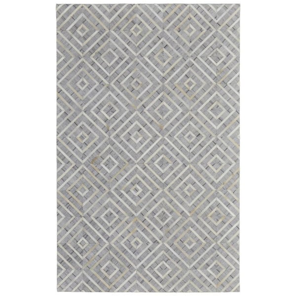5 X 8 Gray, Ivory Geometric Area Rug