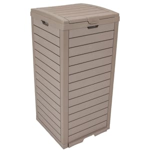 39 Gal. Outdoor 15.75 in. W x 15.75 in. D x 33.25 in. H Light Gray Polypropylene Trash Can Storage with Lid & Drip Tray