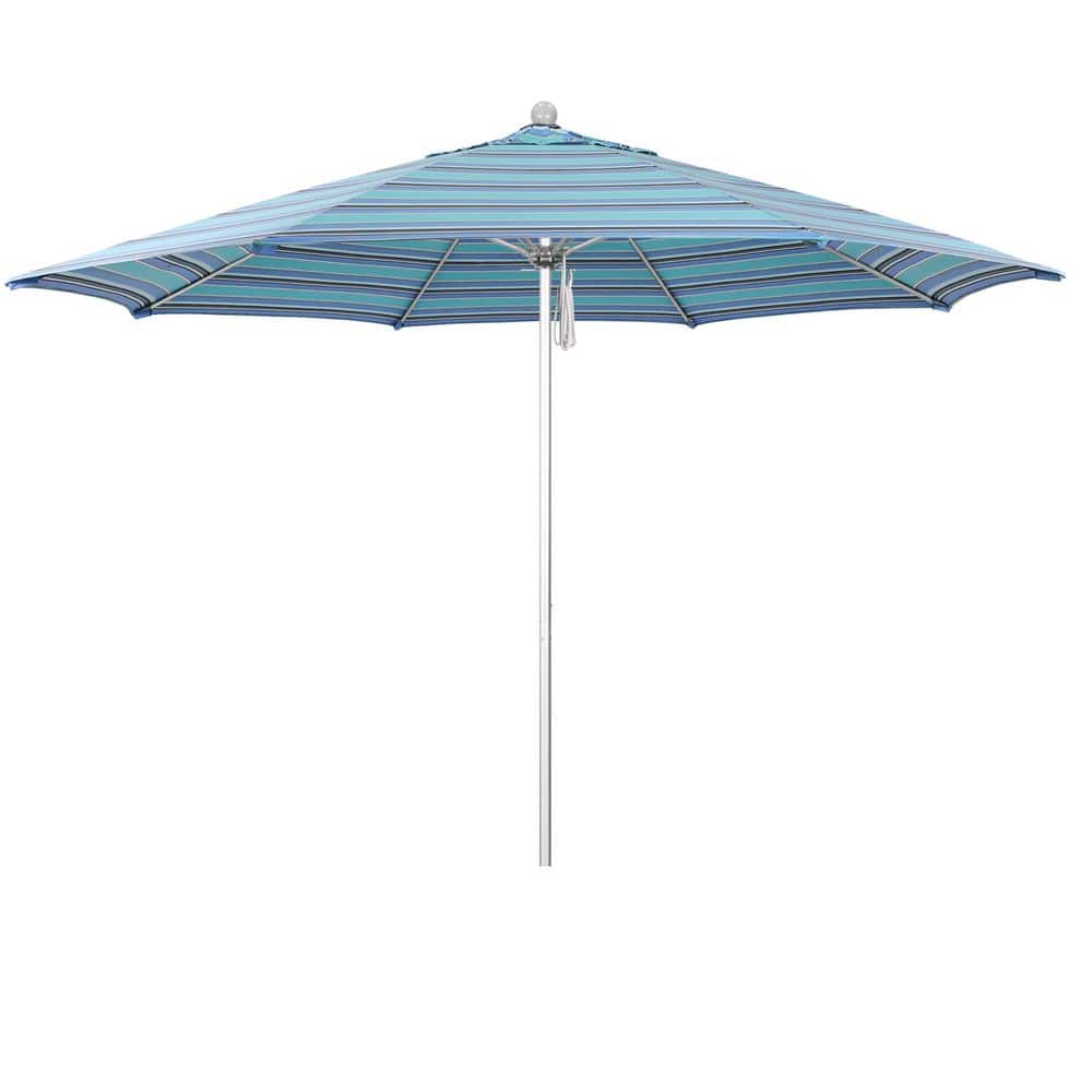 11 ft. Silver Anodized Aluminum Market Patio Umbrella with Fiberglass Ribs Pulley Lift in Dolce Oasis Sunbrella price history on PriceWatchPro