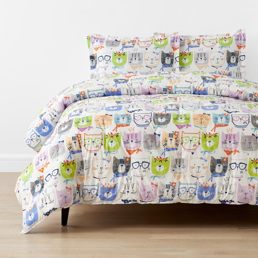 The Company Store Company Kids Stylish Cats White Multi Organic