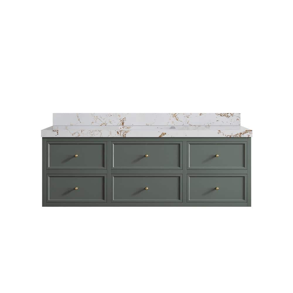 Roswell 60 in. W x 22 in. D x 36 in. H Single Sink Bath Vanity in Pewter Green with 2 in. Viola Gold qt. Top price history on PriceWatchPro