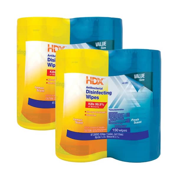 HDX 75-Count Fresh Scent and Lemon Scent Disinfecting Wipes (8-Pack)