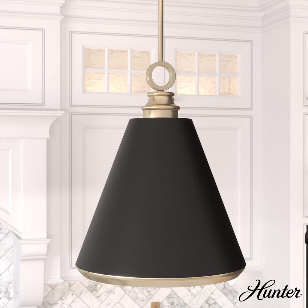 Alturas Gold and Matte Black 16" Modern Metal Pendant Light