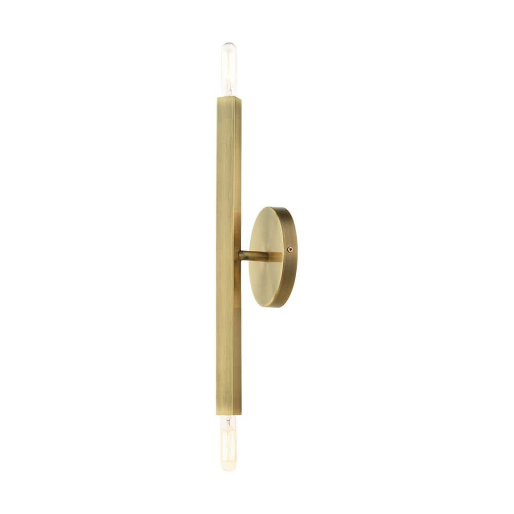 Antique Brass Dual Light Modern Wall Sconce
