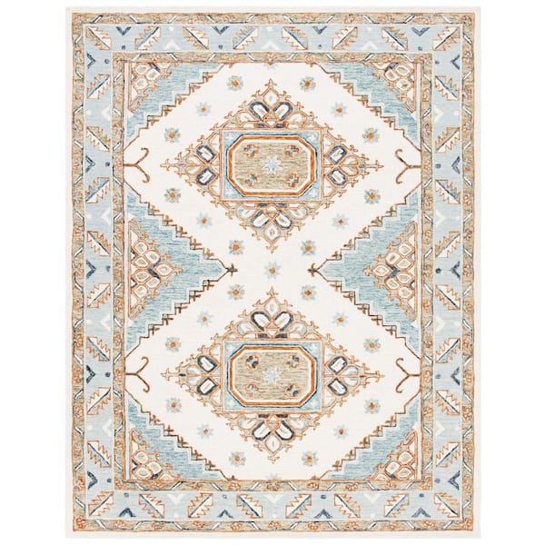 SAFAVIEH Capri Ivory/Rust 8 ft. x 10 ft. Border Diamond Medallion Area Rug