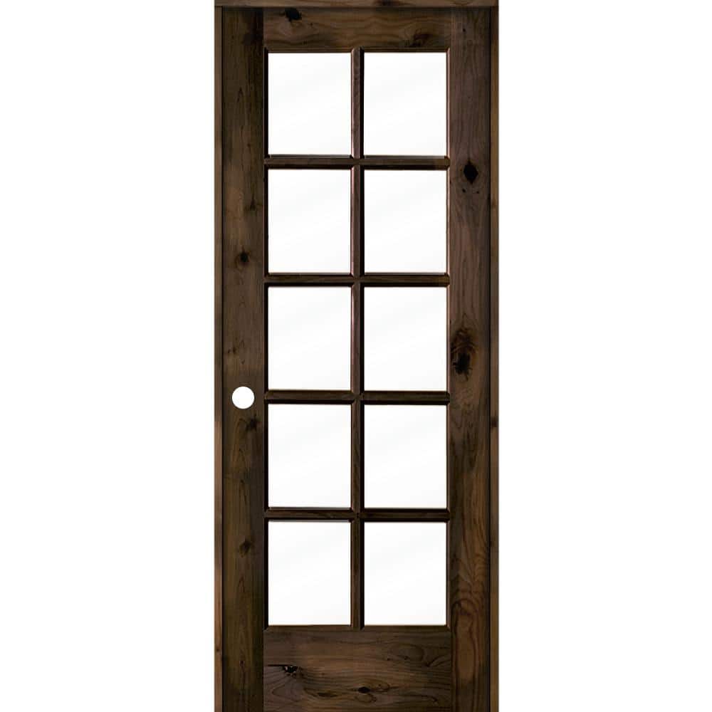 30 in. x 80 in. Knotty Alder Right-Handed 10-Lite Clear Glass Black Stain Wood Single Prehung Interior Door price history on PriceWatchPro