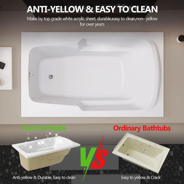 Zeafive Dor 60 in. x 36 in. Rectangular Acrylic Soaking Drop-In