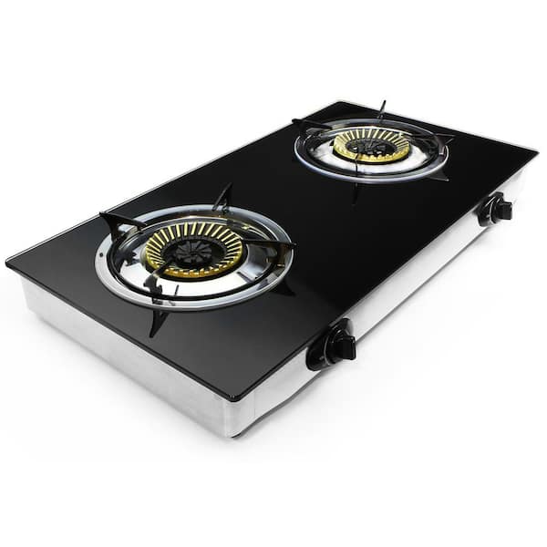 Cast Iron Double Burner Stainless Steel Portable Indoor Gas Stove