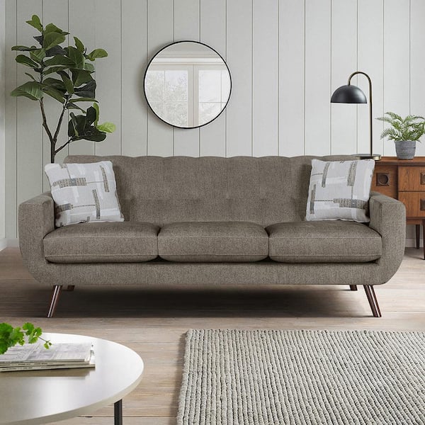 Lazzara Lbiza 86.5 in. W Straight Arm Microfiber Rectangle Sofa in. Brown