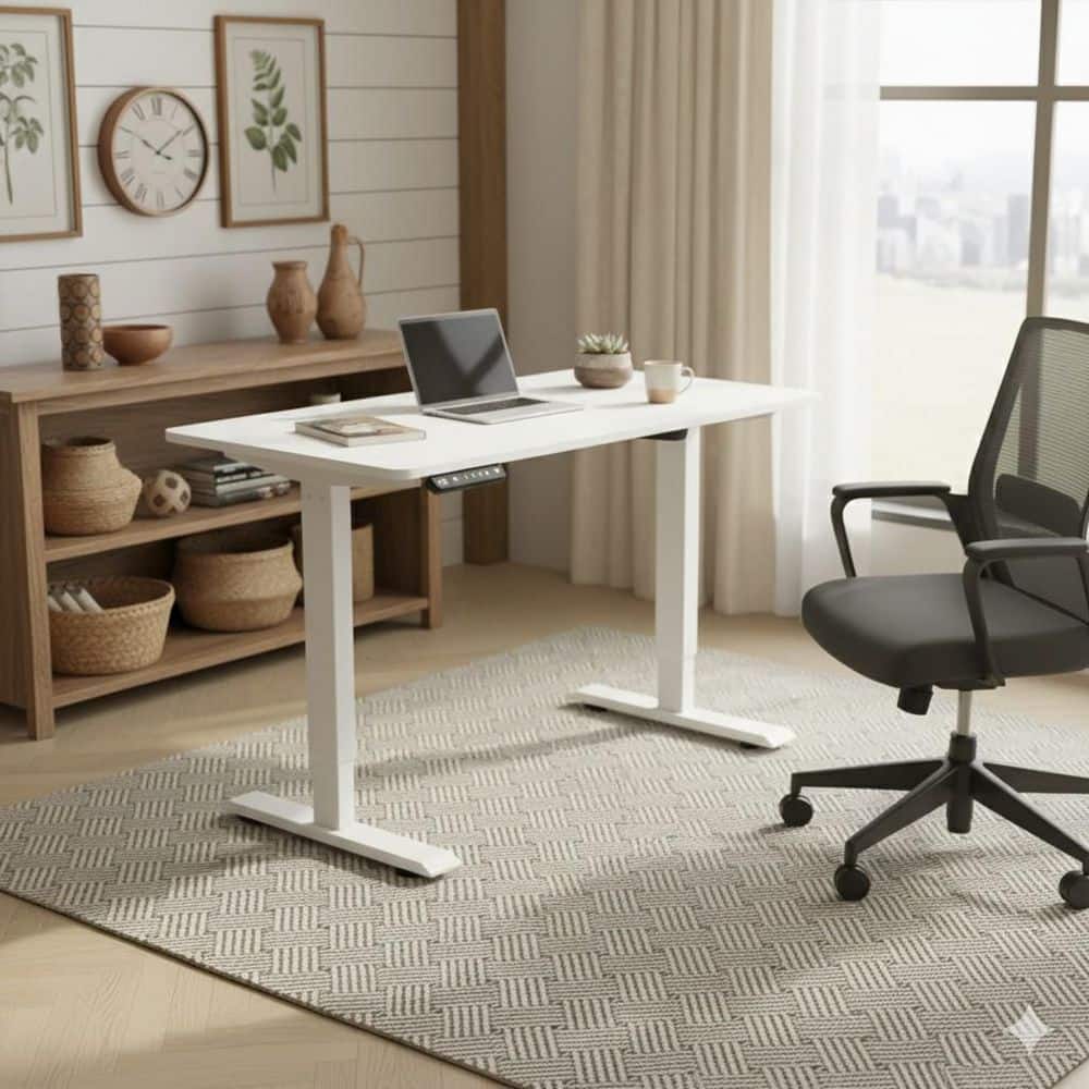 YDK 55 in. Snow Rectangular Wood Adjustable Height Electric Standing Desk with LED Memory Controller and Charging price history on PriceWatchPro