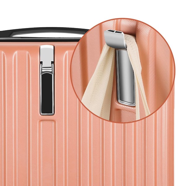 Luggage Waterproof Trolley Case with Hidden Hooks Spinner Luggage Cosmetic Case 2 Bag Set (20 in. x 14 in.) Rose Gold