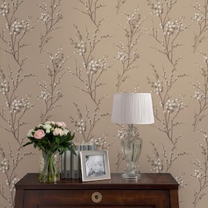 Pussy Willow Natural Unpasted Removable Strippable Wallpaper