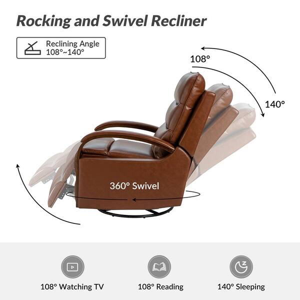 JAYDEN CREATION Joseph Genuine Leather Swivel BROWN Manual Recliner with  Wooden Arm Accents and Straight Tufted Back Cushion (Set of 2)  RCCZ0827-BRN-S2 - The Home Depot