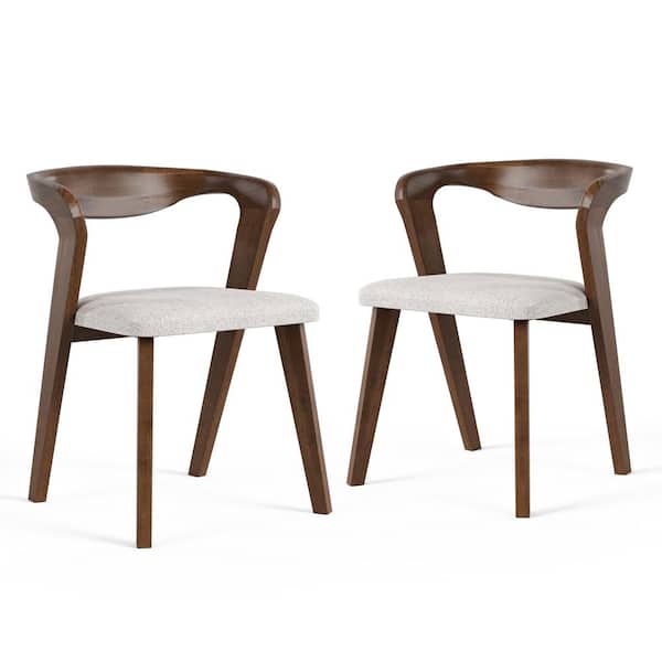 Shelun II Rich Walnut Fabric Upholstered Dining Chairs with Curved Backrest (Set of 2)