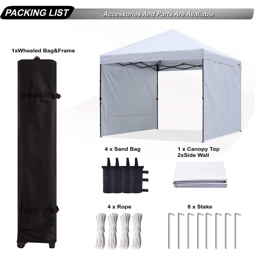 White 10x10 Pop Up Canopy Tent with Sidewalls