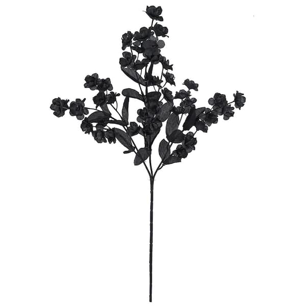 LIVING LUXURY 18 in. Black Artificial Baby's Breath Gypsophila Flower Stem Spray (Set of 12)