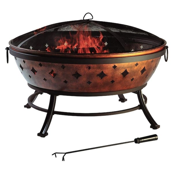 Hampton Bay 36 in. Steel Collette Fire Pit with Spark Screen L-FT629PST ...