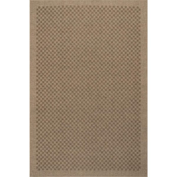 Nate Berkus x Rugs Watts Modern Checkered Washable Brown 5 ft. x 8 ft. Indoor Area Rug