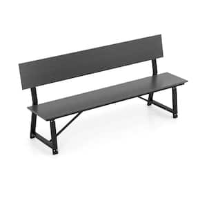 72 in. Metal Outdoor Bench with All-Weather HDPE Seat and Back for Yard Garden Porch-Gray