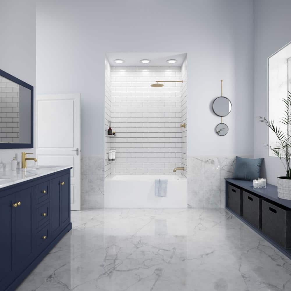 Grayley 60'' White Acrylic Alcove Soaking Bathtub