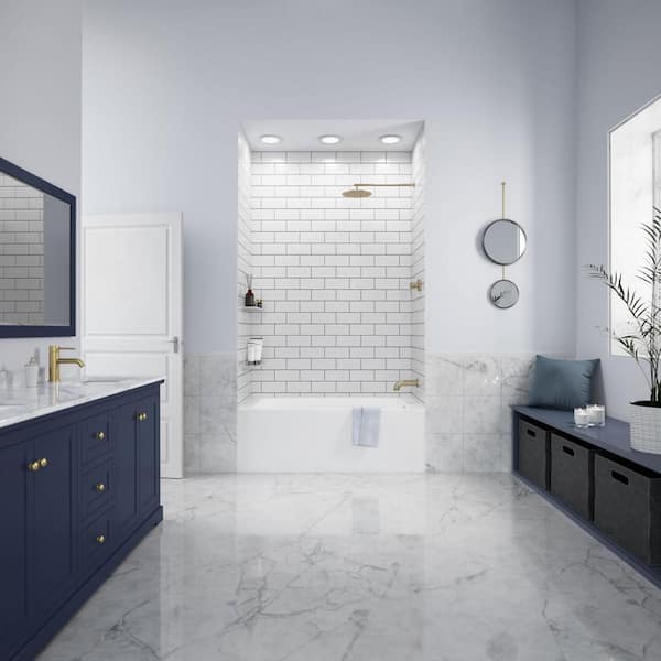 Grayley 60 in. L x 32 in. W Acrylic Left Hand Drain Rectangular Alcove Bathtub in White with Chrome Trim