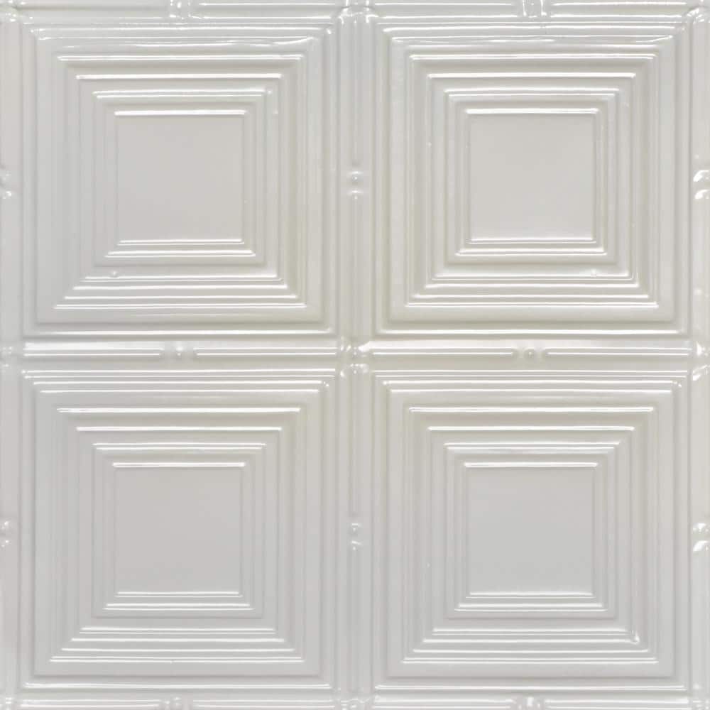 Eggshell White Powder Coated Tin Ceiling Tiles, 24" x 24"
