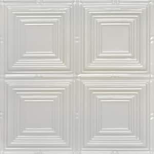 Cubism Eggshell White 2 ft. x 2 ft. Decorative Tin Style Nail Up Ceiling Tile (48 sq. ft./Case)