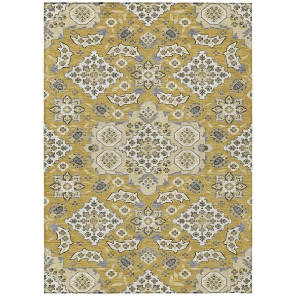 Chantille Machine Washable Indoor/Outdoor Abstract ACN1853 Gold 9 ft. x 12 ft. Accent Rug