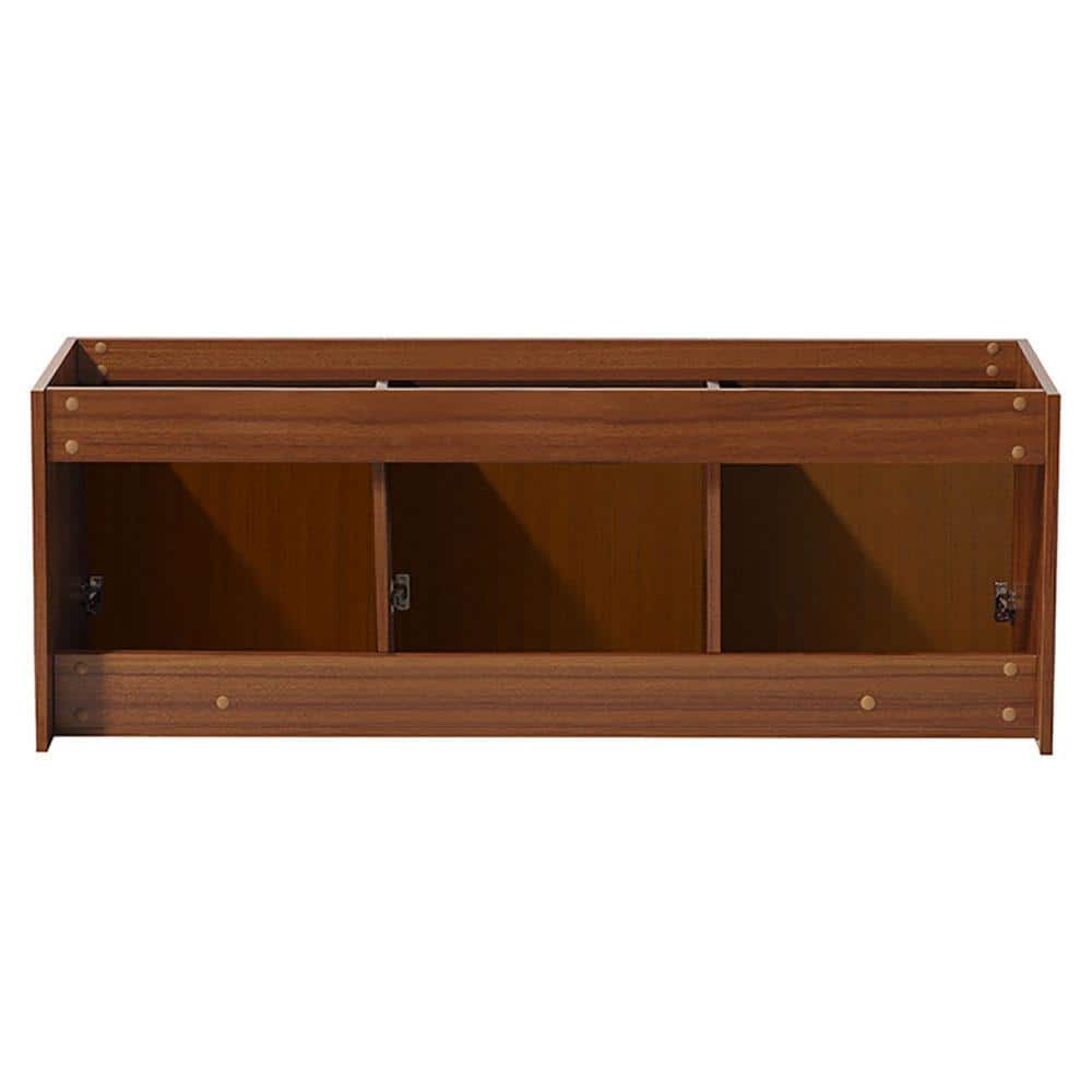 Teak 59" Wall-Mount Double Vanity Cabinet Base