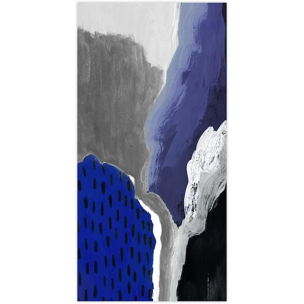 Empire Art Direct "Cobalt Abstract 2A" Unframed Free Floating Tempered Glass Panel Graphic Wall Art Print 72 in. x 36 in.